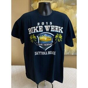 Bike Week 2015 74th Annual Daytona Beach Fl 2 Sided Graphic Blue Tee Size XL